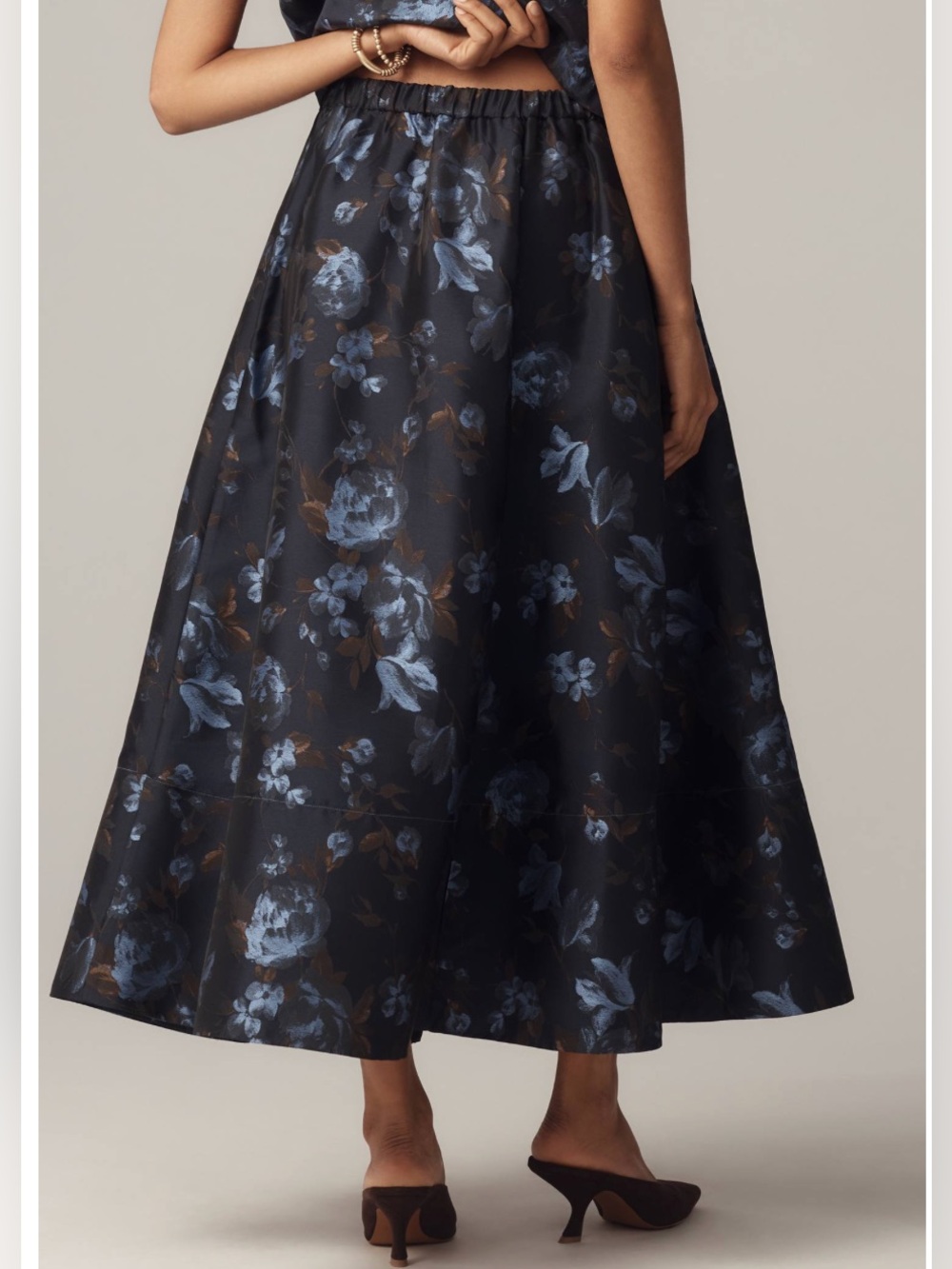 Jacie Printed Maxi Skirt by Maeve for Anthropologie Size L Blue Floral - Picture 9 of 9